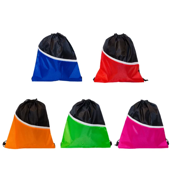 2 Tone Drawstring Bag with Front Pocket